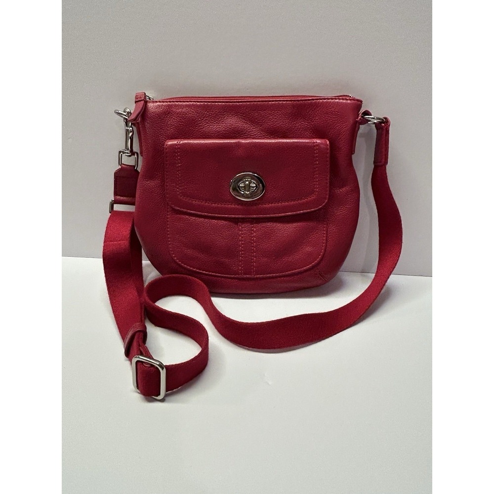 COACH Hamilton Swingpack Red Pebbled Leather‎ Crossbody Bag Purse Excellent
